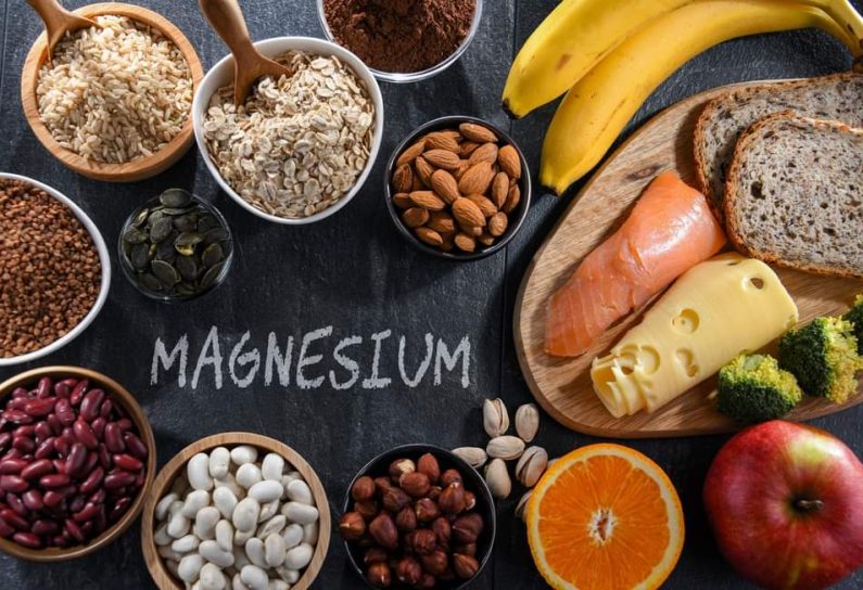 Composition with food products rich in magnesium.